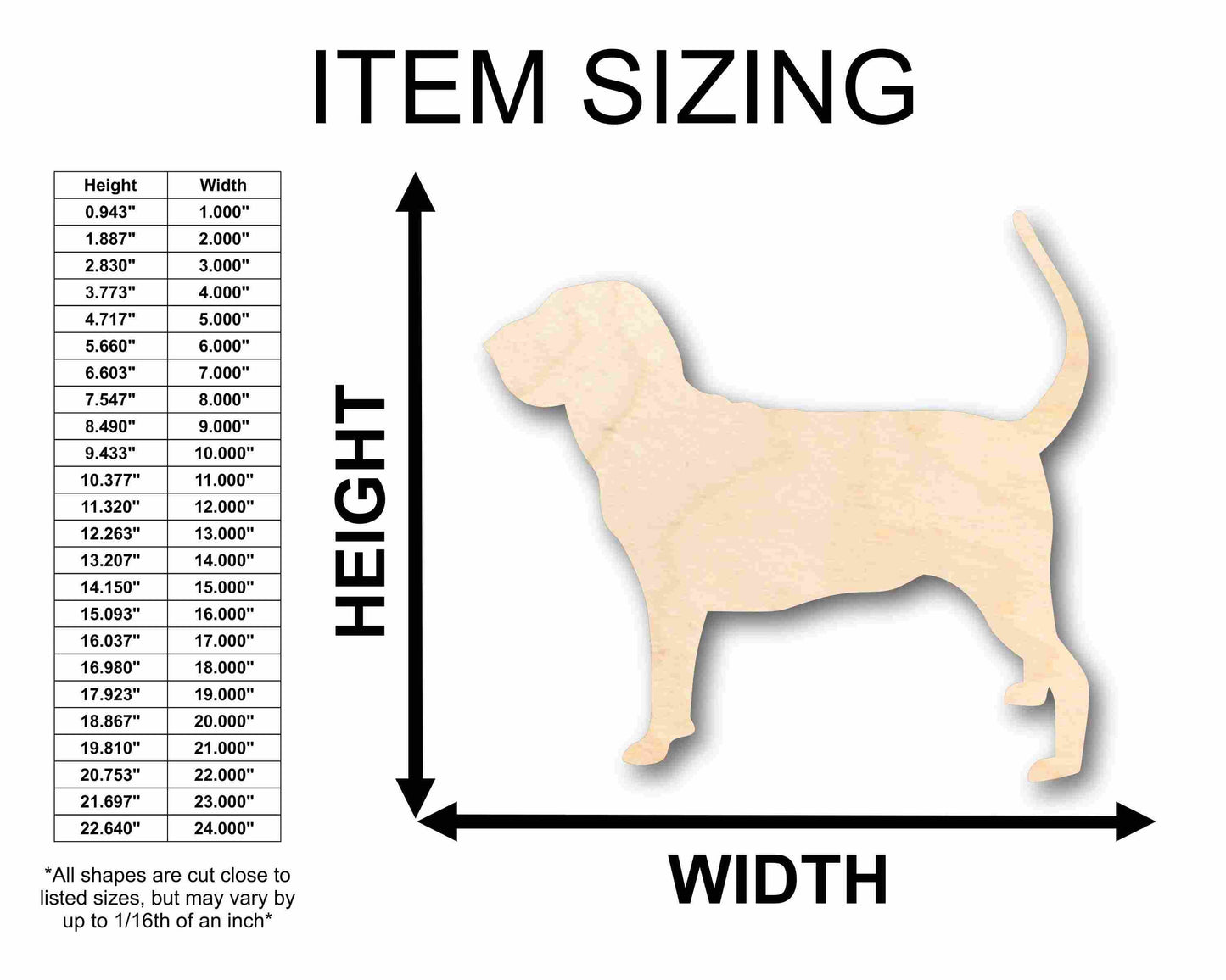 Unfinished Wood Bloodhound Dog Silhouette - Craft- up to 46" DIY