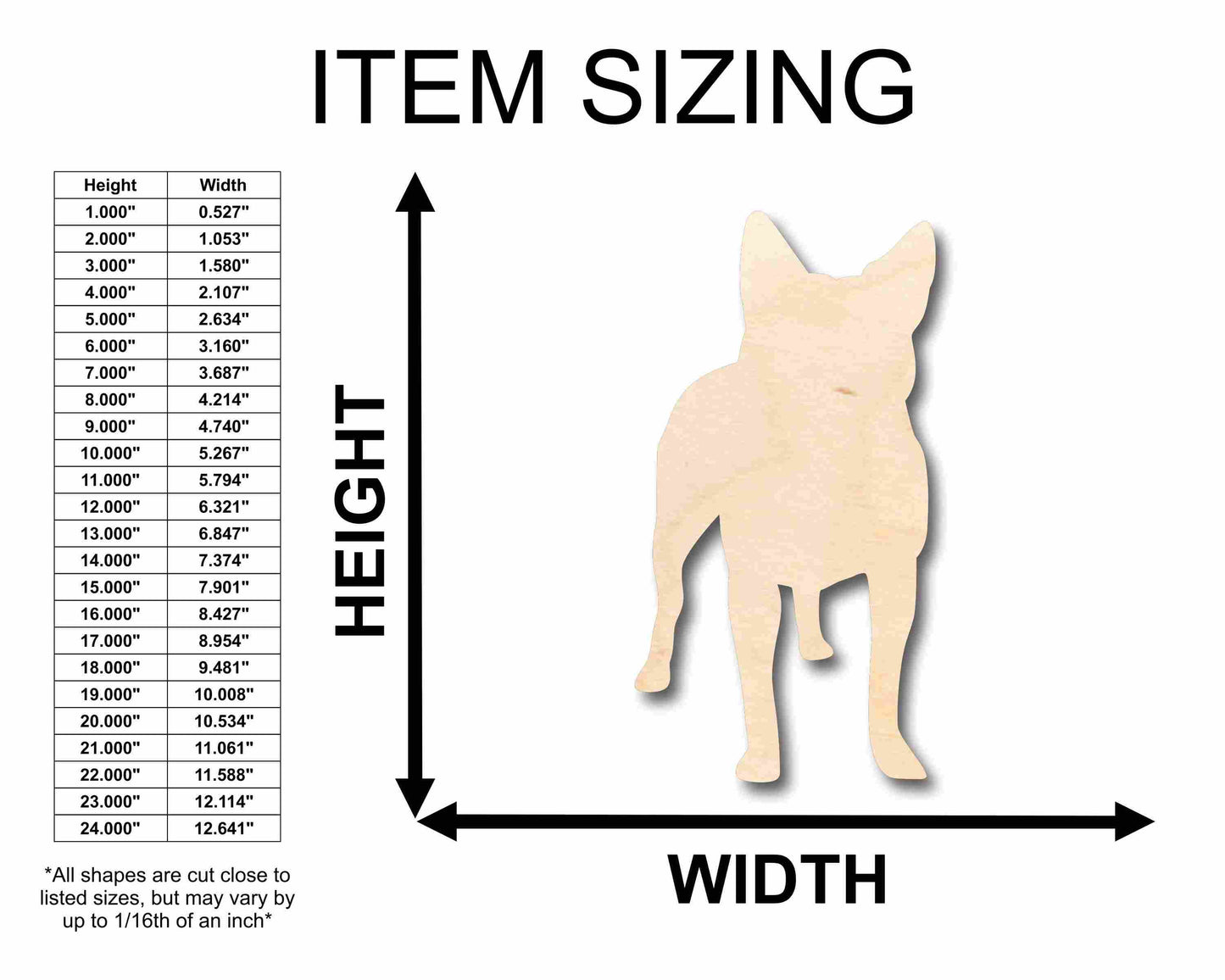 Unfinished Wood Blue Healer Dog Silhouette - Craft- up to 46" DIY