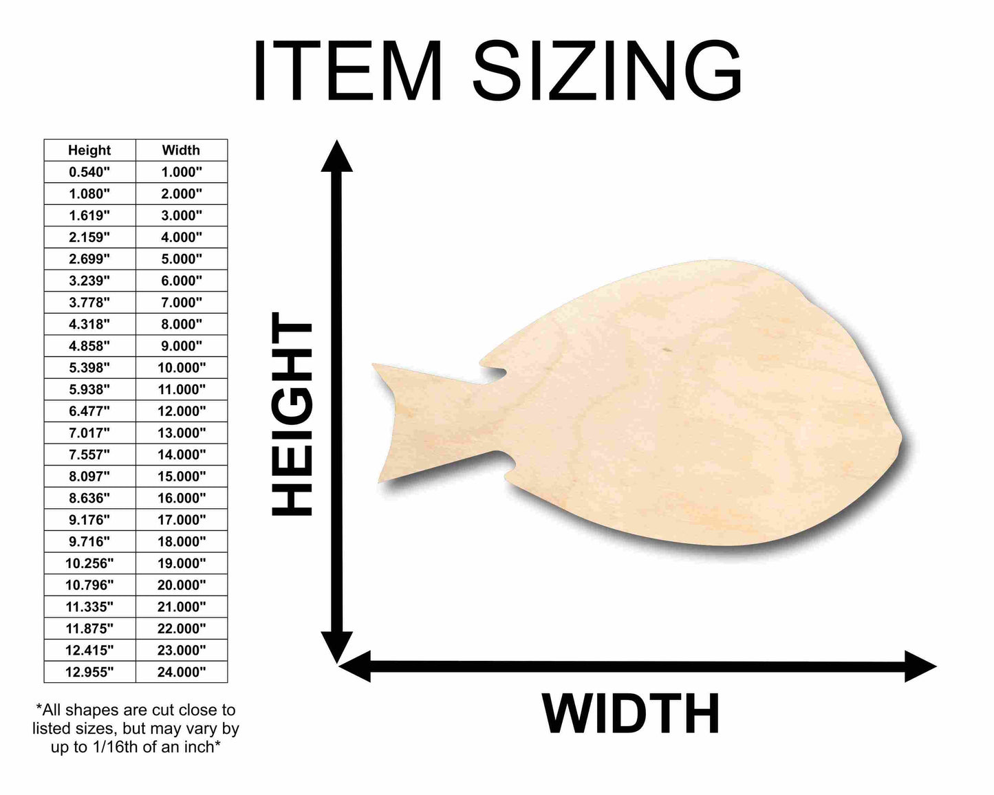 Unfinished Wood Blue Tang Fish Silhouette - Craft- up to 46" DIY