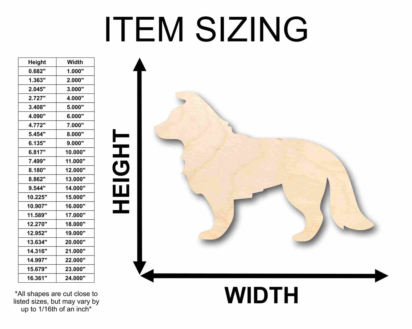 Unfinished Wood Border Collie Dog Silhouette - Craft- up to 46" DIY