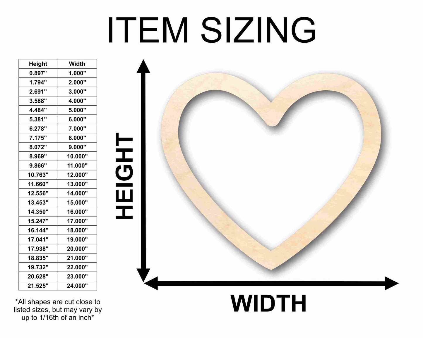 Unfinished Wood Heart Border Silhouette | Valentine's Day | Wedding | DIY Craft Cutout | Up to 46" DIY