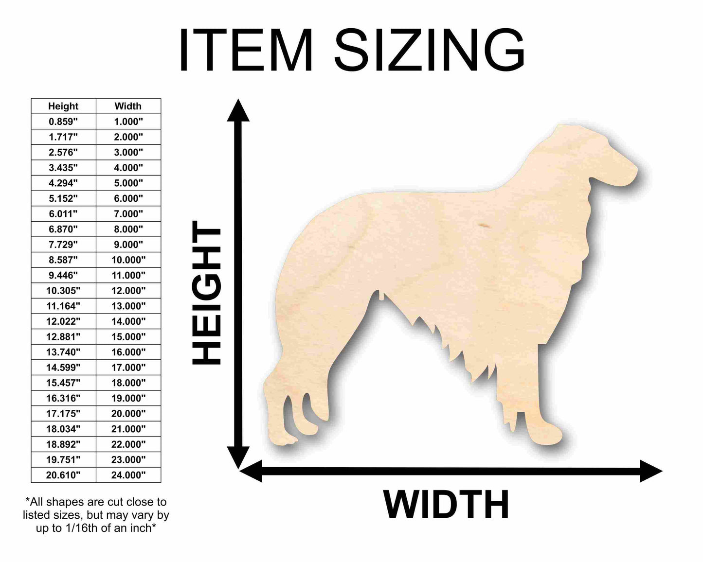 Unfinished Wood Borzoi Dog Silhouette - Craft- up to 46" DIY