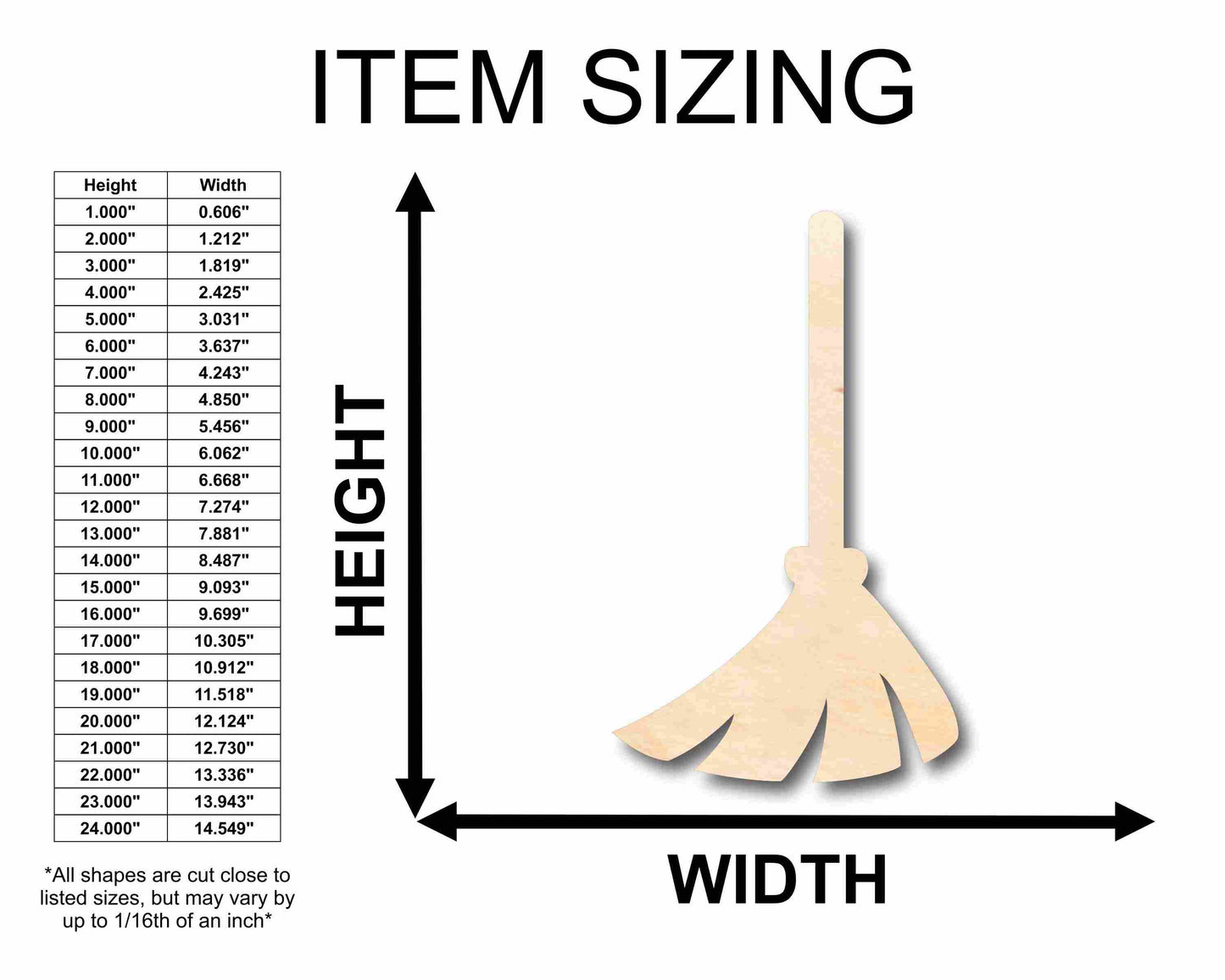 Unfinished Wood Broom Silhouette - Craft- up to 46" DIY