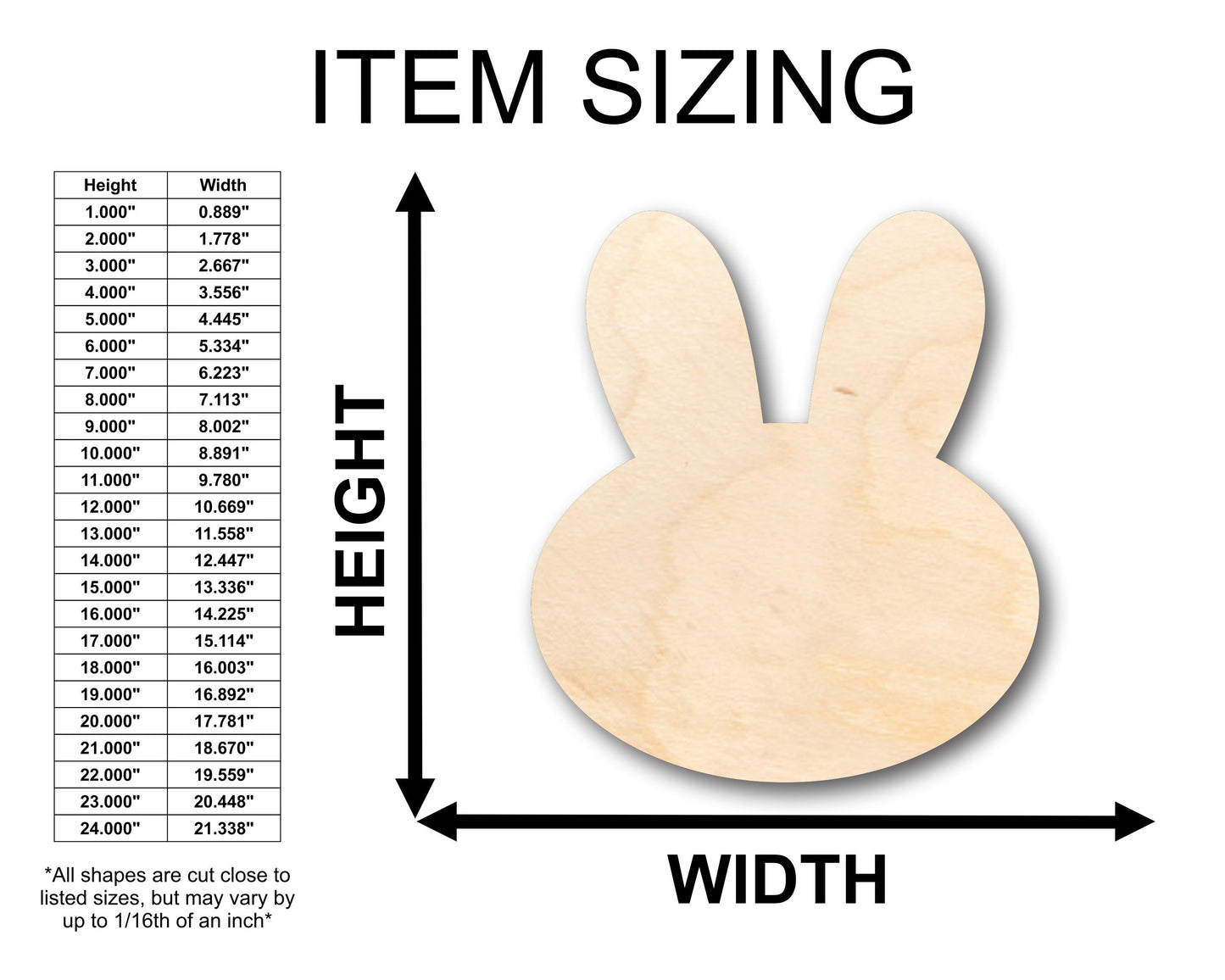 Unfinished Wood Cute Bunny Shape - Craft - up to 46" DIY