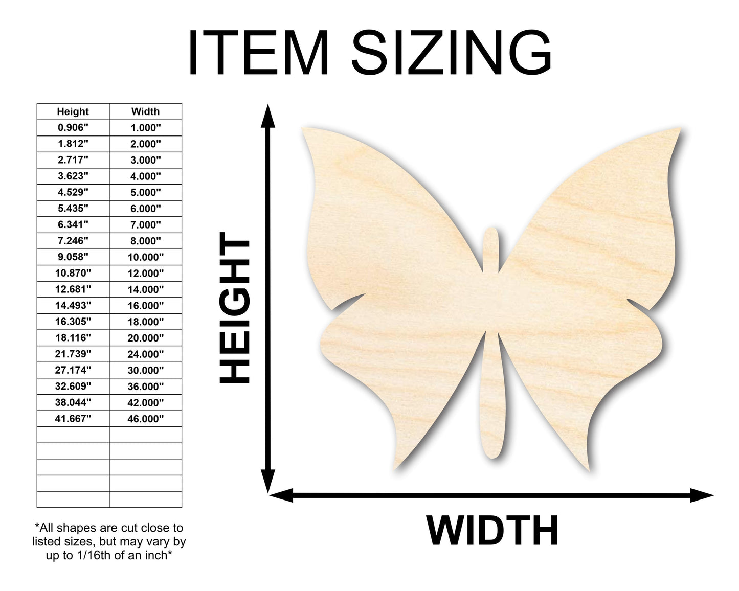 Unfinished Wood Butterfly Silhouette - Animal Craft - up to 46" DIY