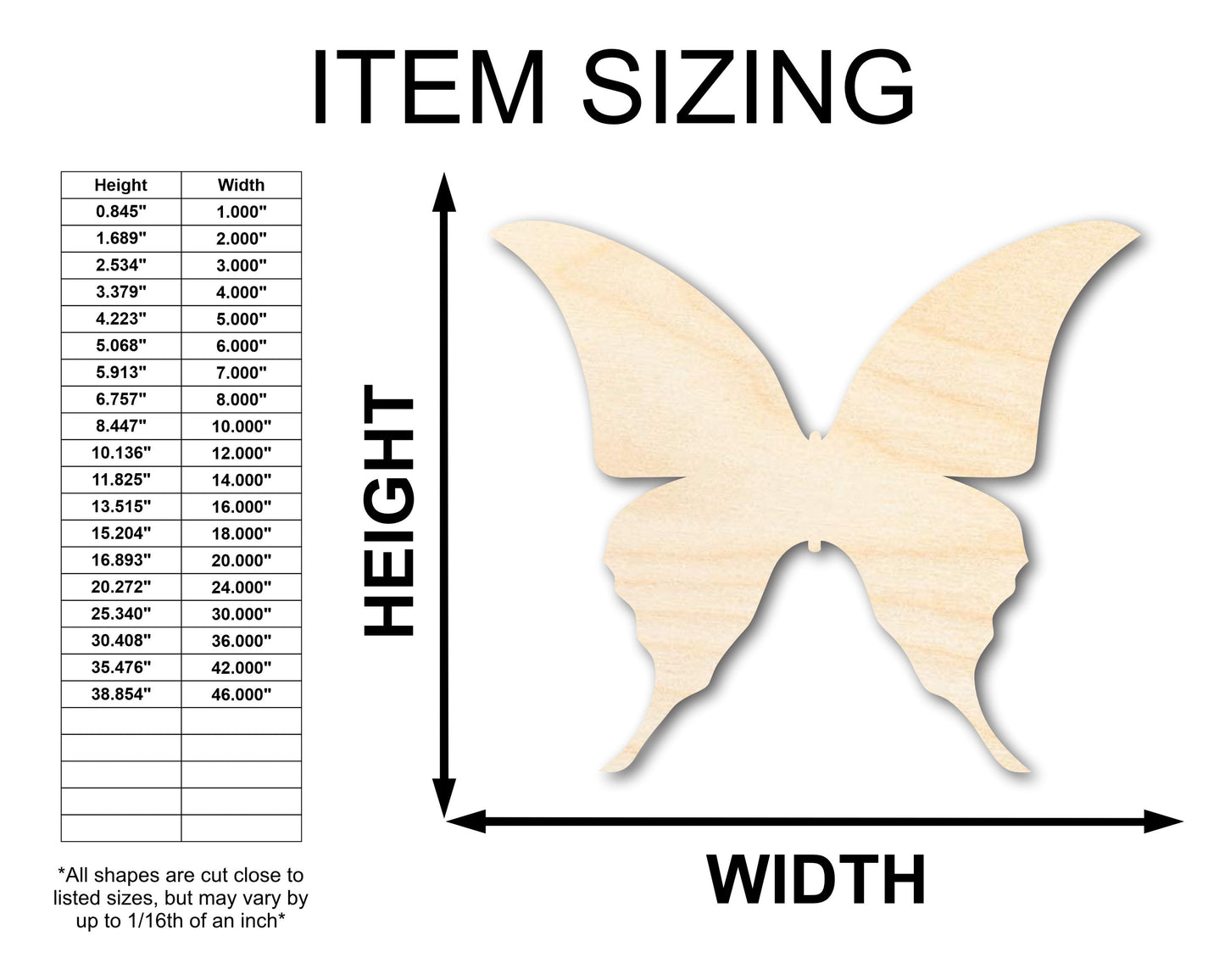 Unfinished Wood Butterfly Shape - Wildlife Craft - up to 46" DIY