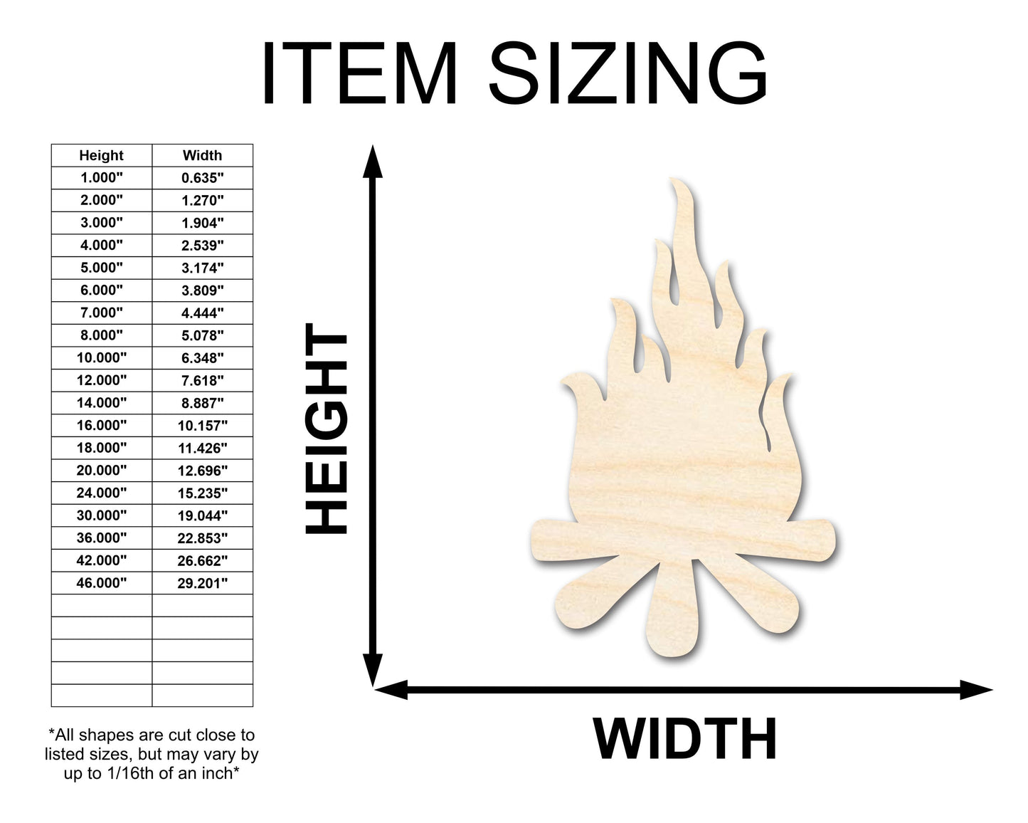 Unfinished Wood Bonfire Shape - Camping Craft - up to 46" DIY