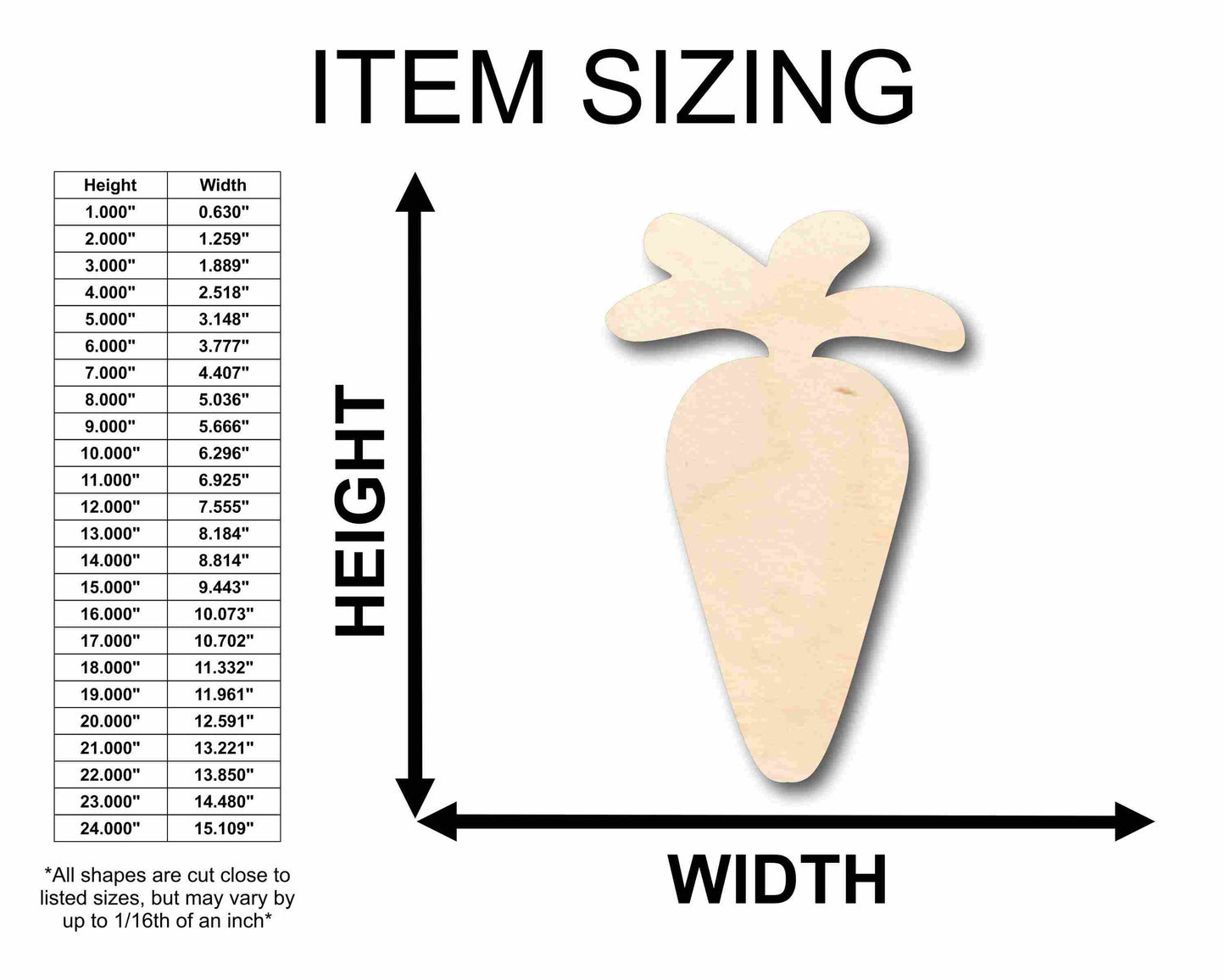 Unfinished Wood Carrot Silhouette - Craft- up to 46" DIY