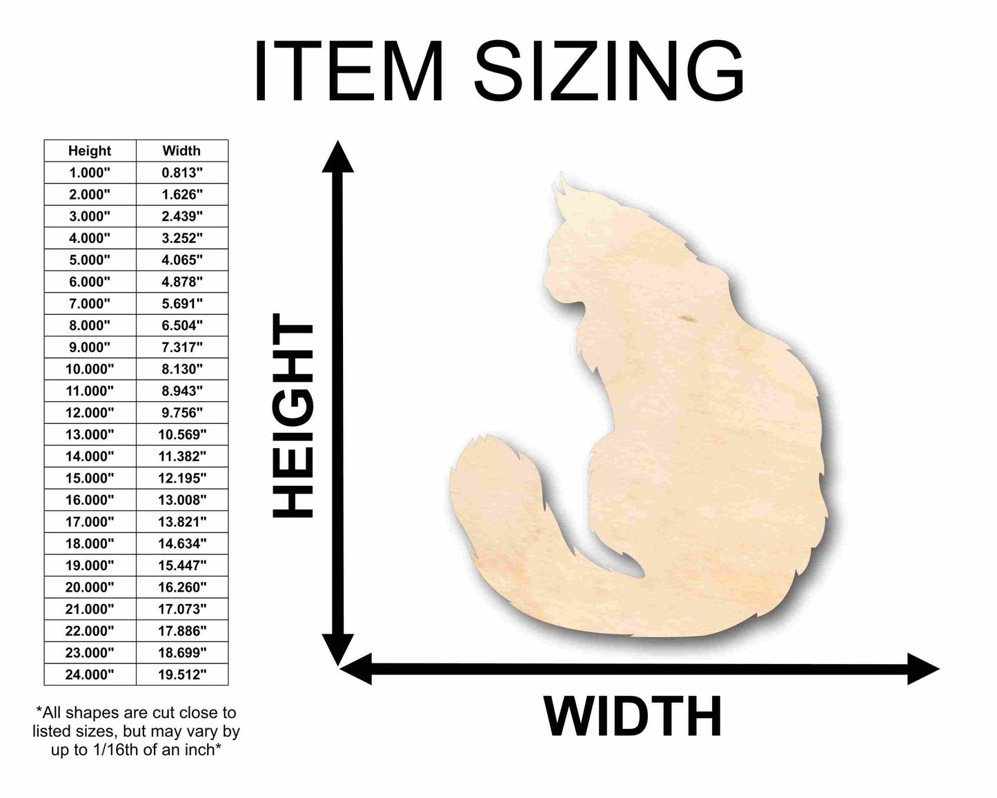 Unfinished Wood Cat Main Coon Silhouette - Craft- up to 46" DIY