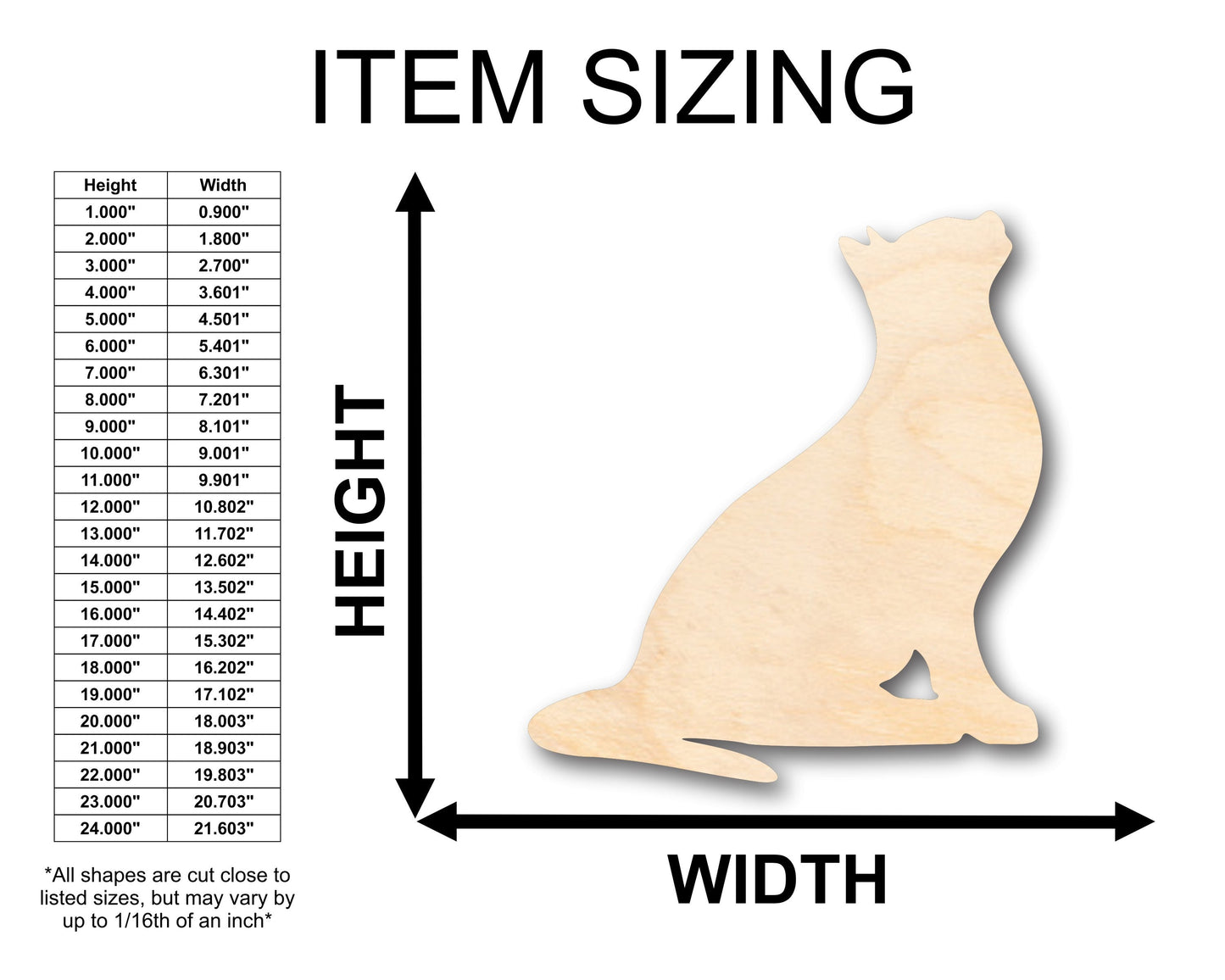 Unfinished Wood Stretching Cat Shape - Craft - up to 46" DIY