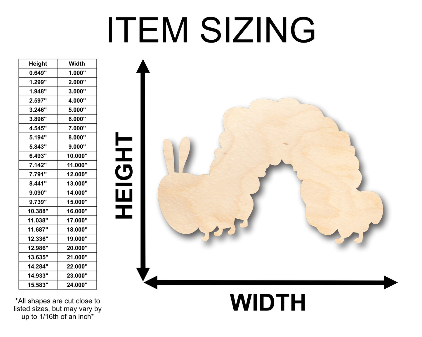 Unfinished Wood Caterpillar Shape - Craft - up to 46" DIY