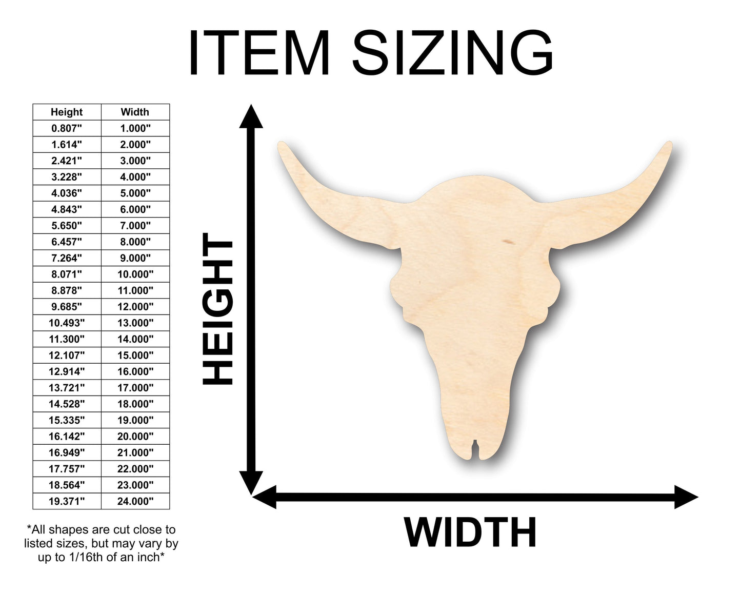 Unfinished Wood Cattle Skull Shape - Craft - up to 46" DIY