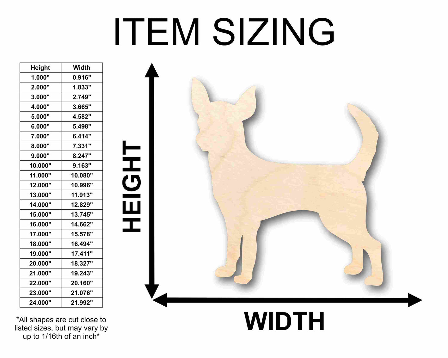 Unfinished Wood Chihuahua Silhouette - Craft- up to 46" DIY