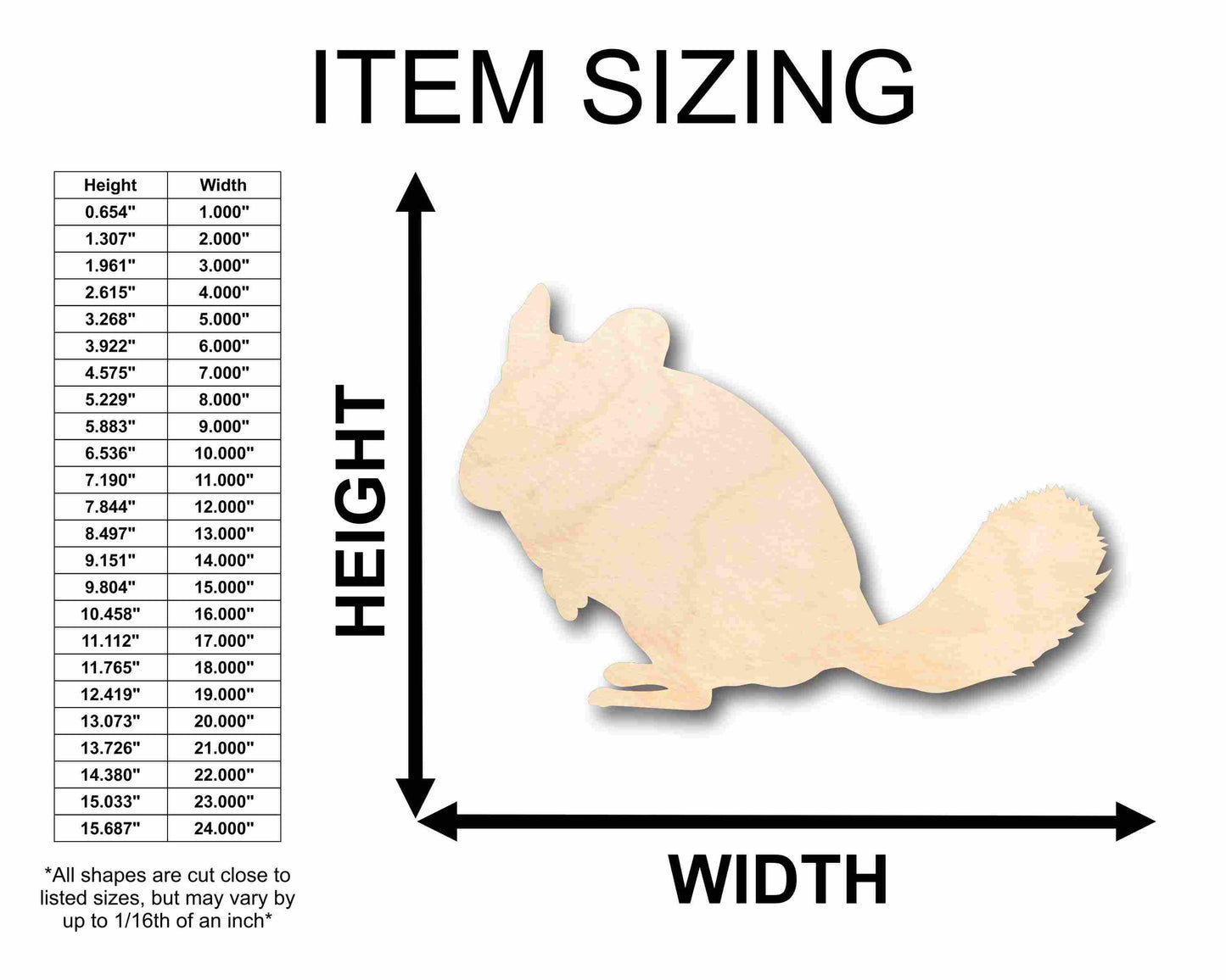 Unfinished Wood Chinchilla Silhouette - Craft- up to 46" DIY