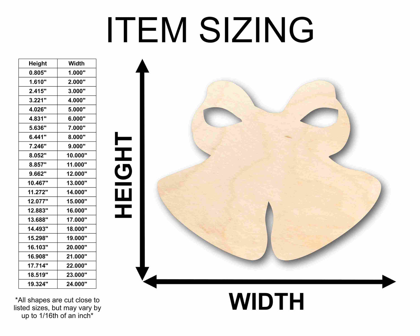 Unfinished Wood Christmas Bells Silhouette - Craft- up to 46" DIY