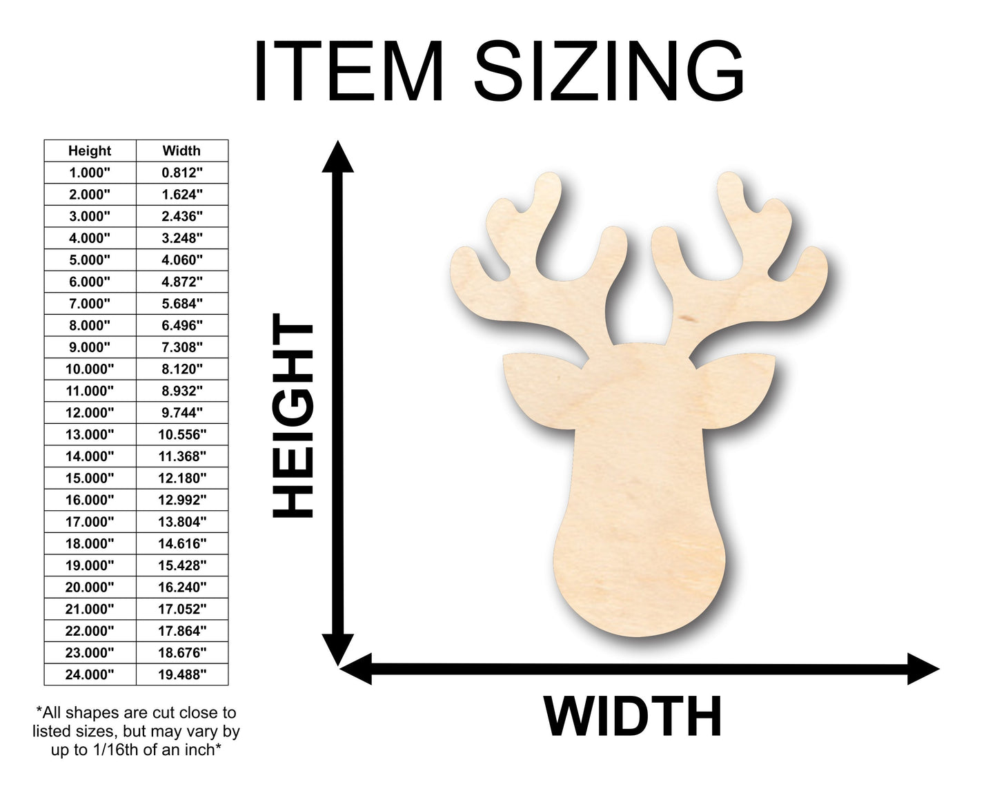 Unfinished Wood Cute Reindeer Shape - Christmas - Craft - up to 46" DIY