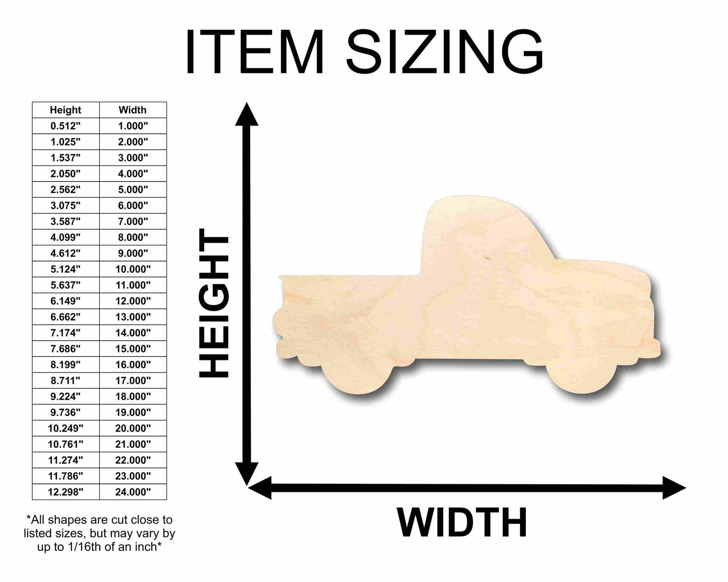 Unfinished Wood Christmas Tree Car Truck Silhouette - Craft- up to 46" DIY