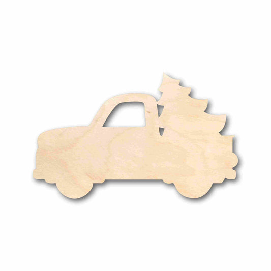 Unfinished Wood Christmas Tree Car Truck Silhouette - Craft- up to 46" DIY
