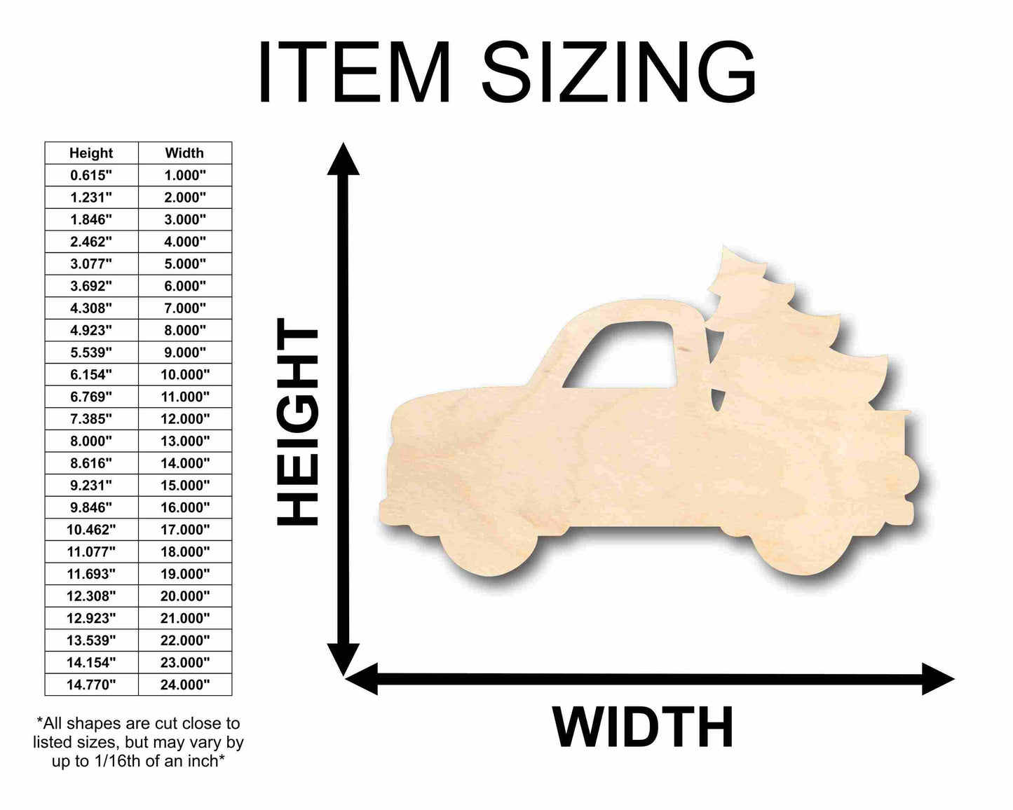 Unfinished Wood Christmas Tree Car Truck Silhouette - Craft- up to 46" DIY