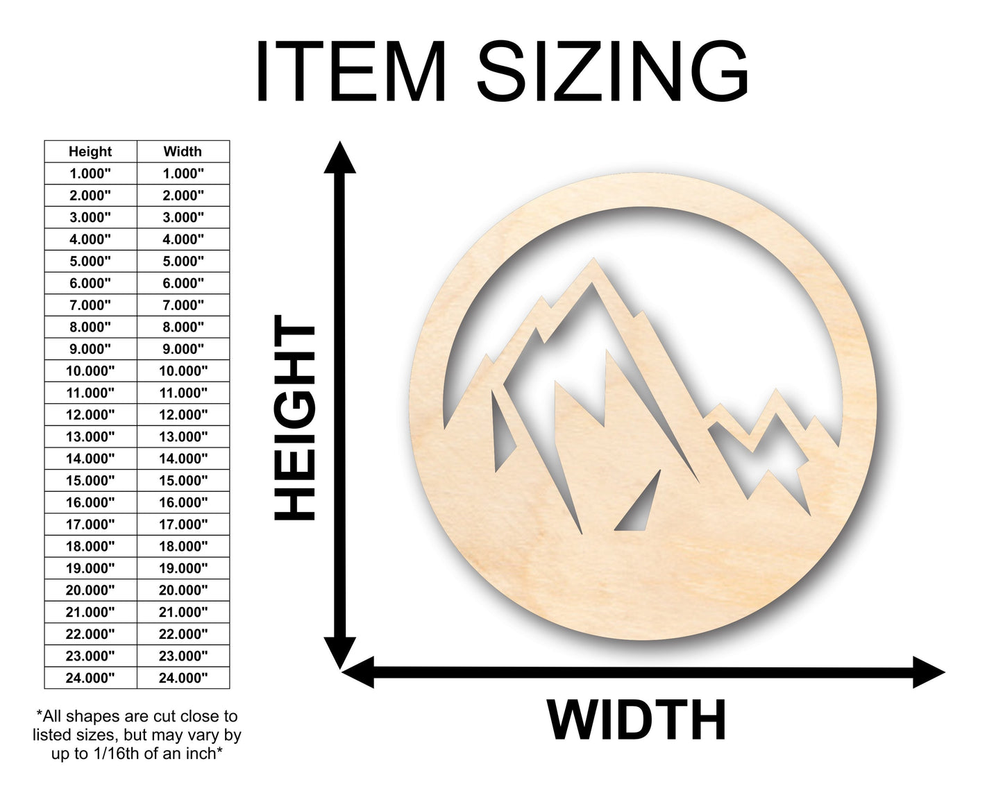 Unfinished Wood Mountain Peak Shape - Craft - up to 46" DIY
