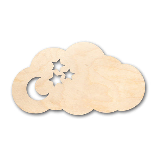 Unfinished Wood Cloud with Moon & Stars Shape - Craft - up to 46" DIY