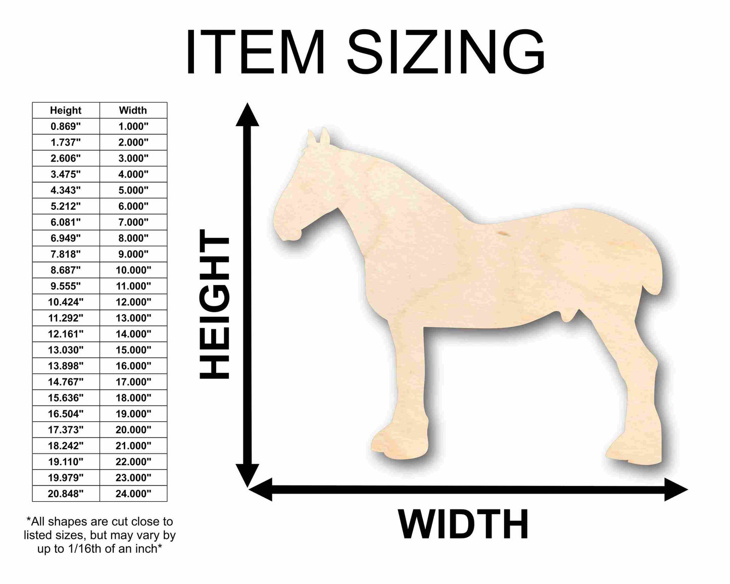 Unfinished Wood Clydesdale Horse Silhouette - Craft- up to 46" DIY