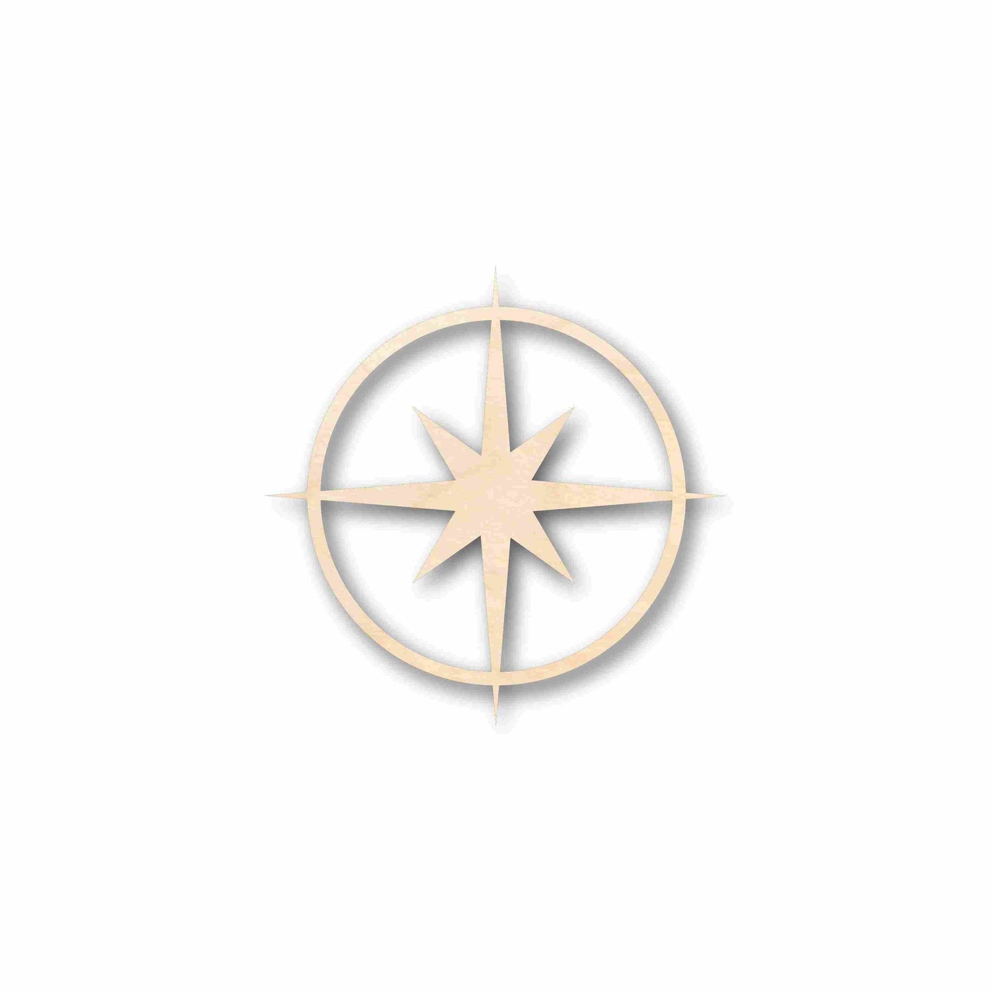 Unfinished Wood Compass Rose Star Sharp Six Point Star Silhouette - Craft- up to 46" DIY