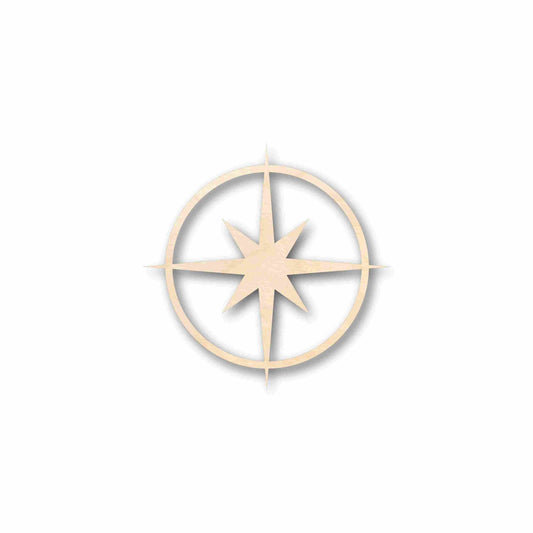 Unfinished Wood Compass Rose Star Sharp Six Point Star Silhouette - Craft- up to 46" DIY