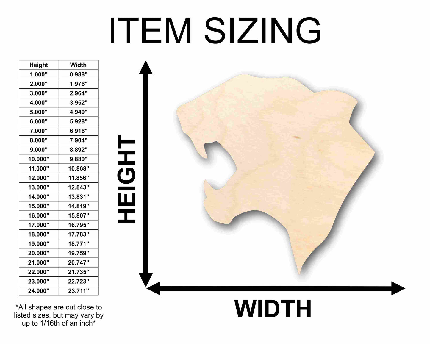 Unfinished Wood Cougar Head Silhouette - Craft- up to 46" DIY