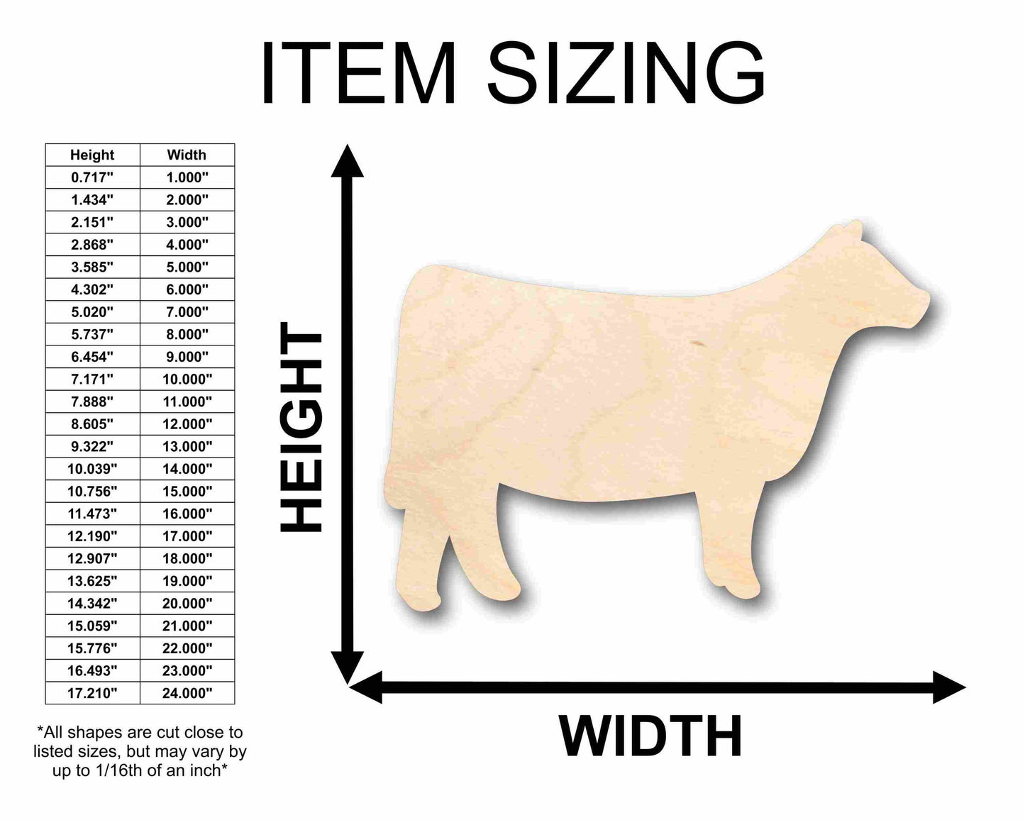 Unfinished Wood Cow Calf Silhouette - Craft- up to 46" DIY