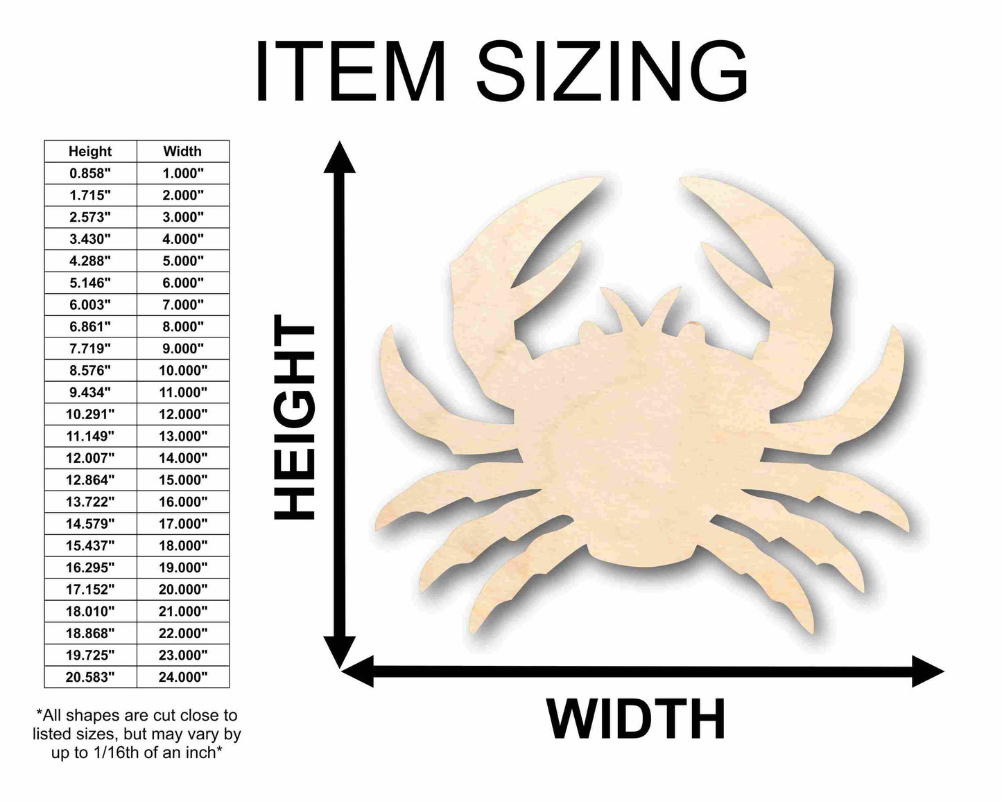 Unfinished Wood Crab Silhouette - Craft- up to 46" DIY