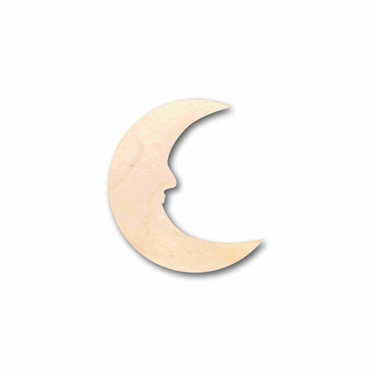 Unfinished Wood Crescent Moon with Face Outline Silhouette - Craft- up to 46" DIY