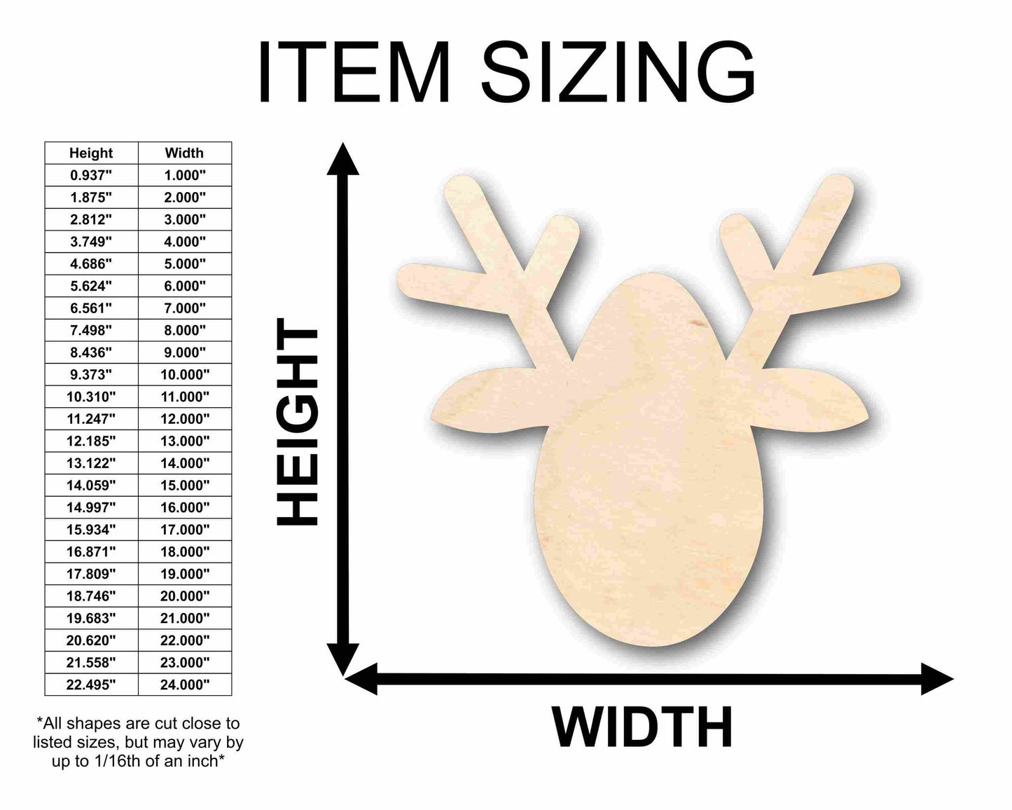 Unfinished Wood Christmas Reindeer Ornament Silhouette - Craft- up to 46" DIY