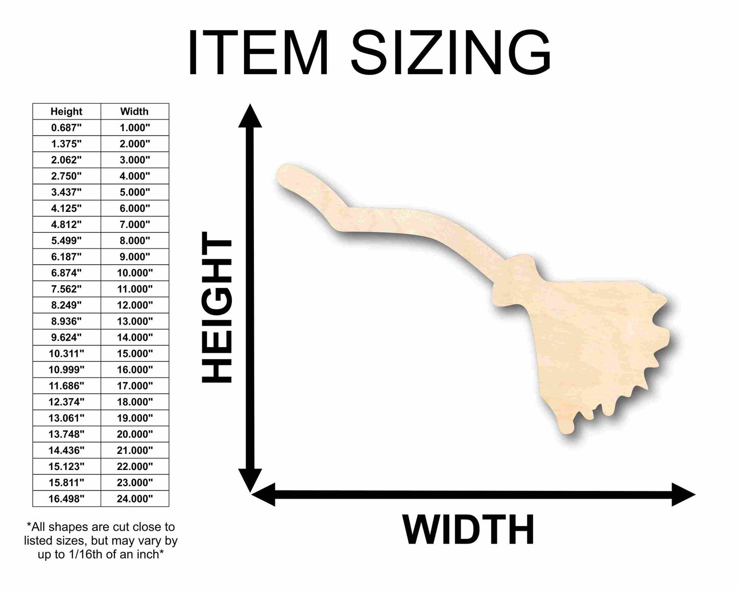 Unfinished Wood Crooked Flying Broom Silhouette - Craft- up to 46" DIY