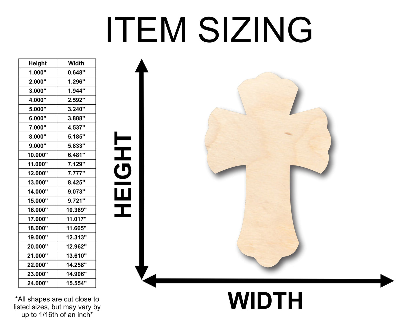Unfinished Wood Cross Shape - Craft - up to 46" DIY