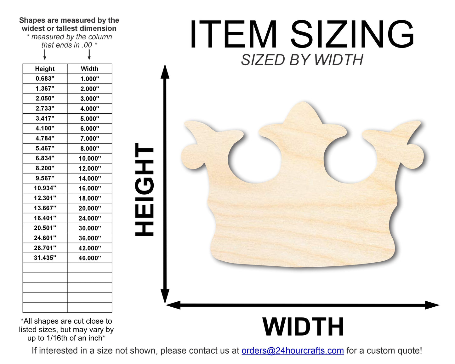 Unfinished Wood Crown Shape | Royalty King Queen | DIY Craft Cutout | up to 46" DIY