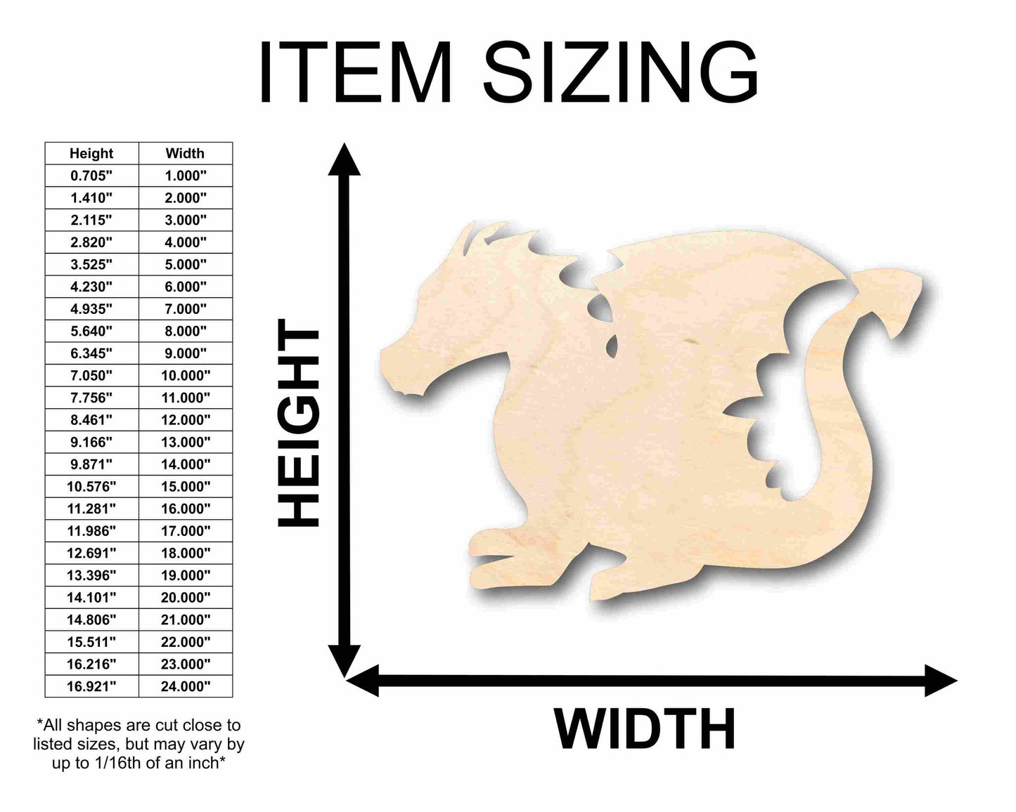 Unfinished Wood Cute Dragon Silhouette - Craft- up to 46" DIY