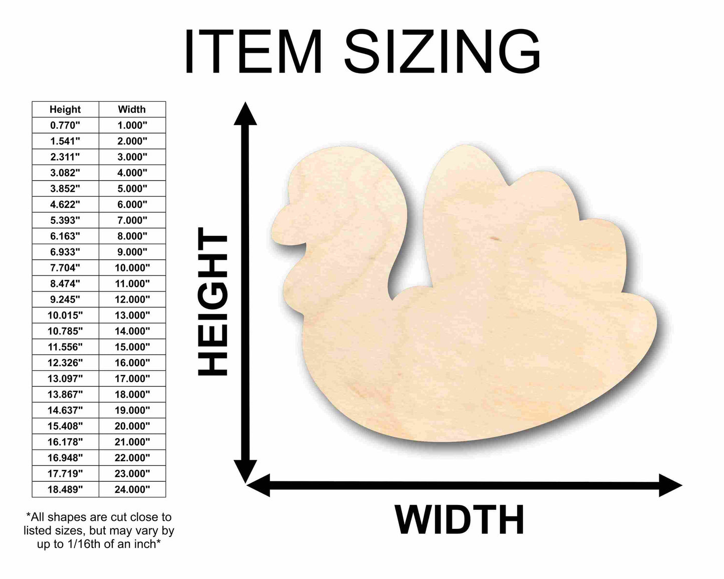 Unfinished Wood Cute Turkey Silhouette - Craft- up to 46" DIY