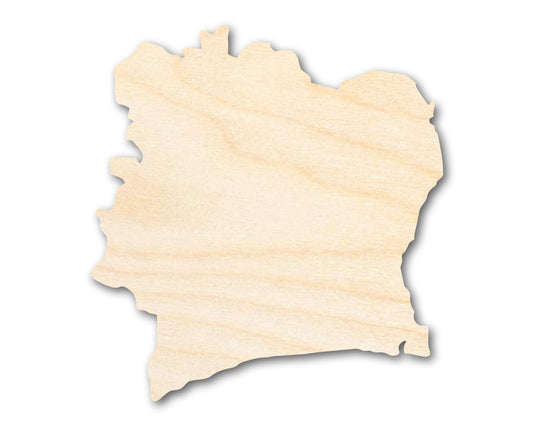Unfinished Wood Cote d'Ivoire Country Shape - Ivory Coast West Africa Craft - up to 46" DIY