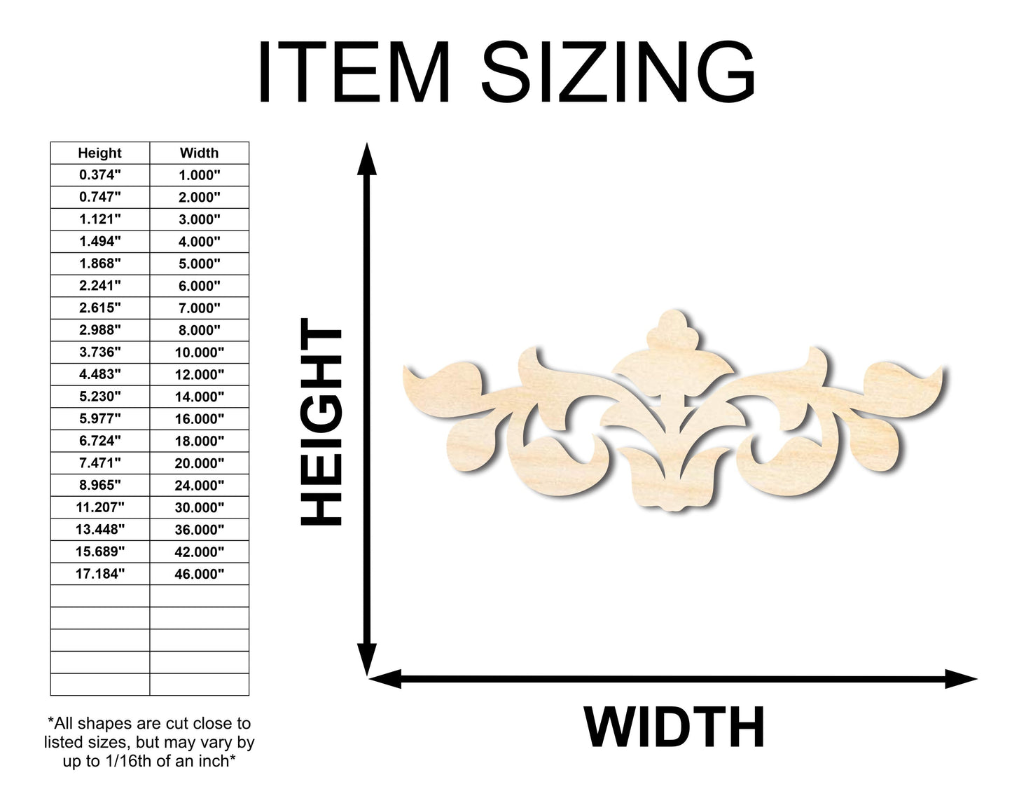 Unfinished Wood Deco Border Silhouette - Craft - up to 46" DIY