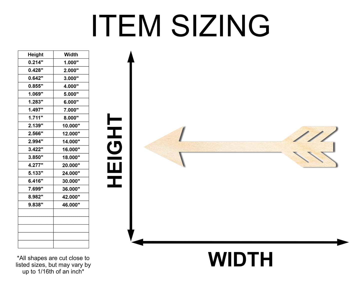 Unfinished Wood Decorative Arrow Shape | Craft Cutout | up to 46" DIY