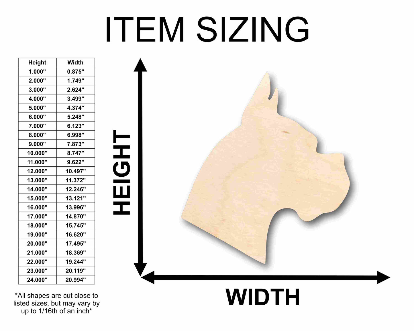 Unfinished Wood Dog Boxer Head Silhouette - Craft- up to 46" DIY