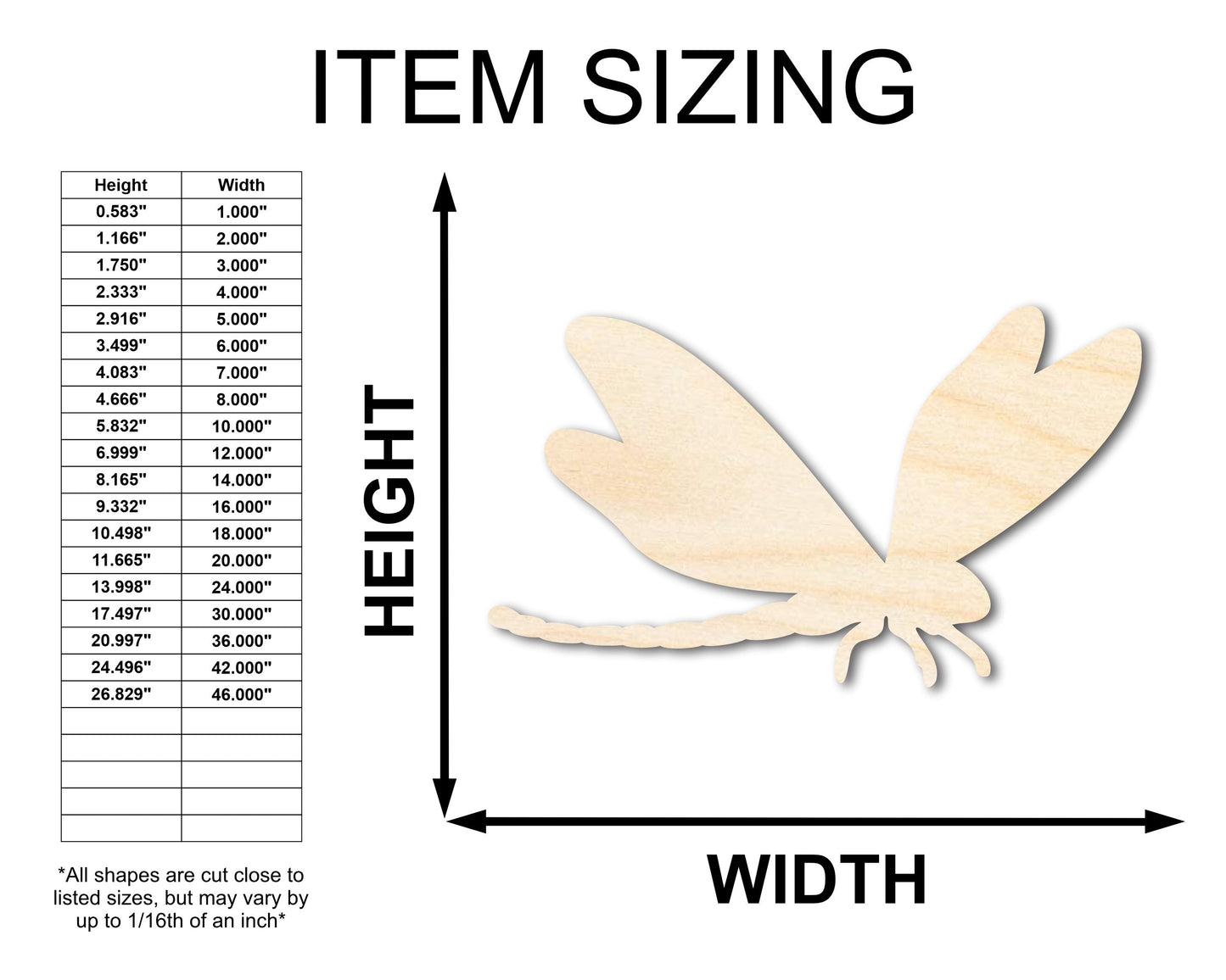 Unfinished Wood Dragonfly Silhouette - up to 46" DIY