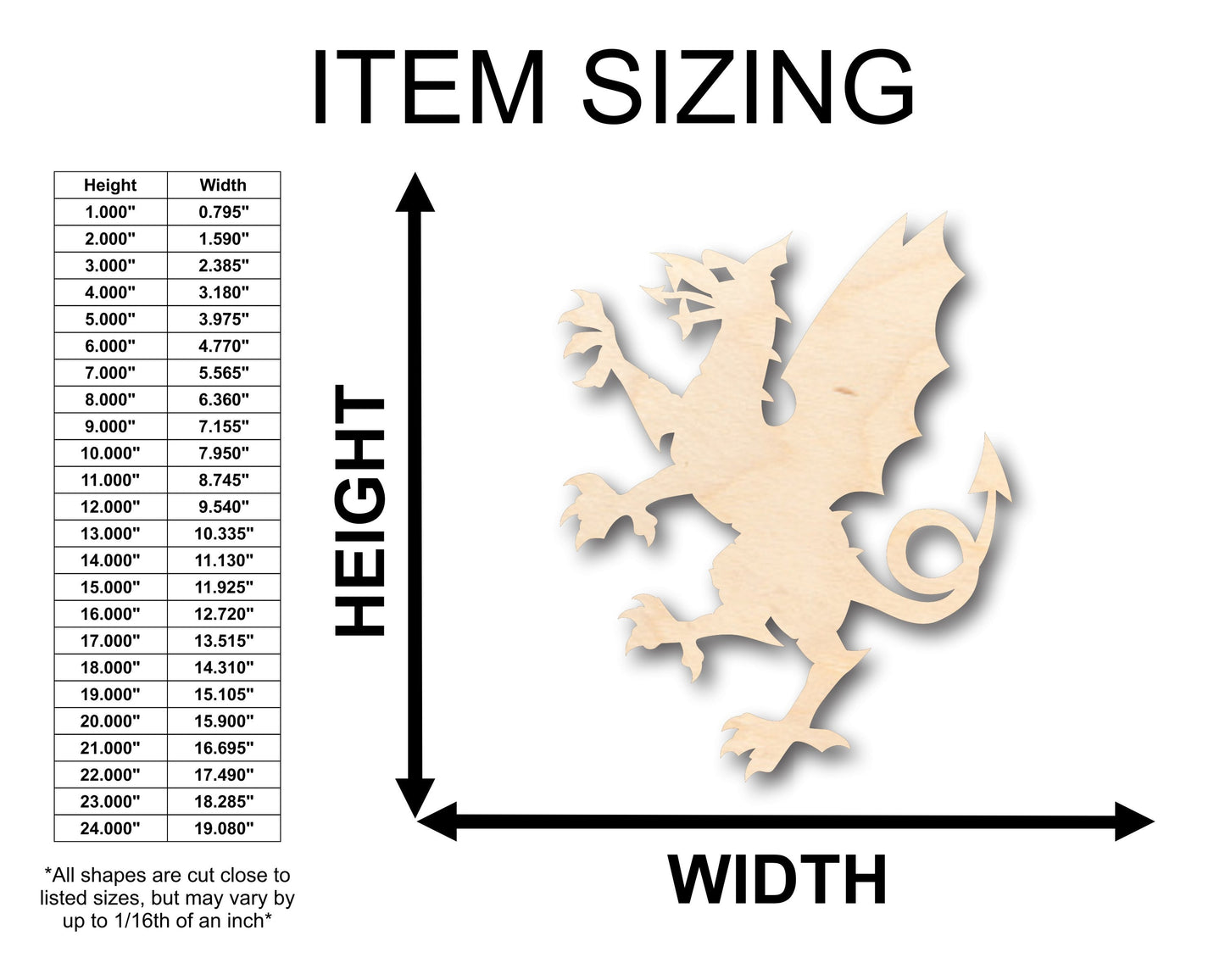 Unfinished Wood Dragon Shape - Craft - up to 46" DIY