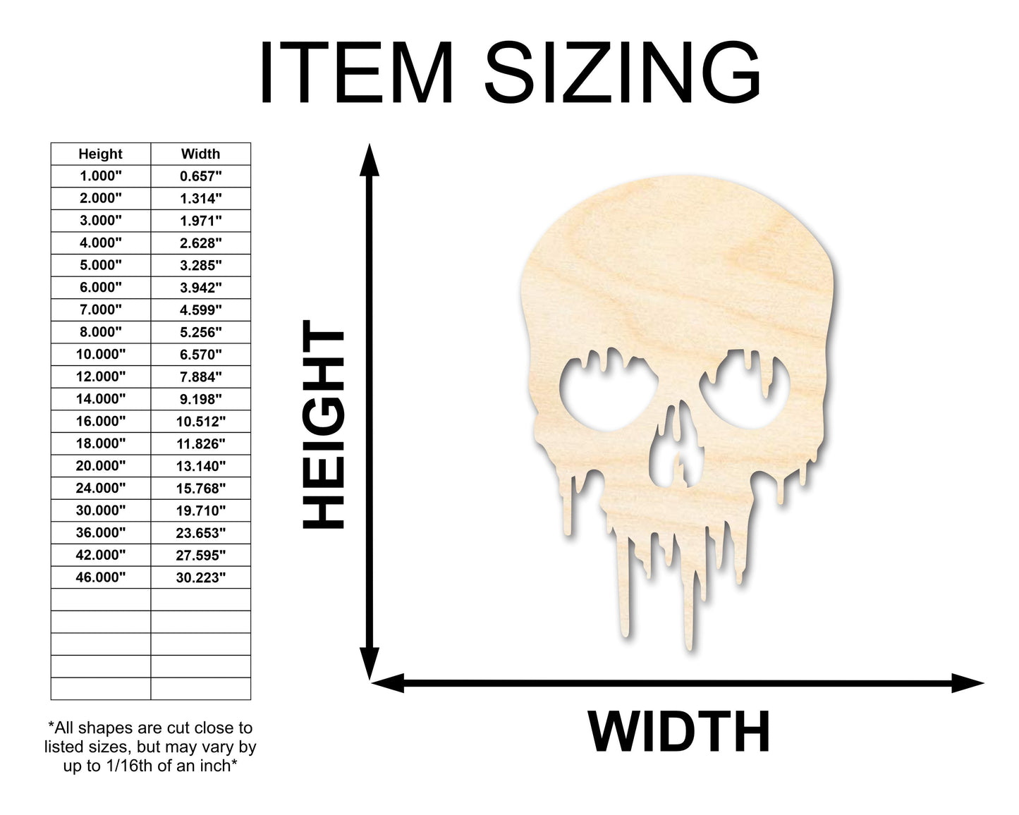 Unfinished Wood Dripping Skull Shape | Halloween Craft Cutout | up to 46" DIY