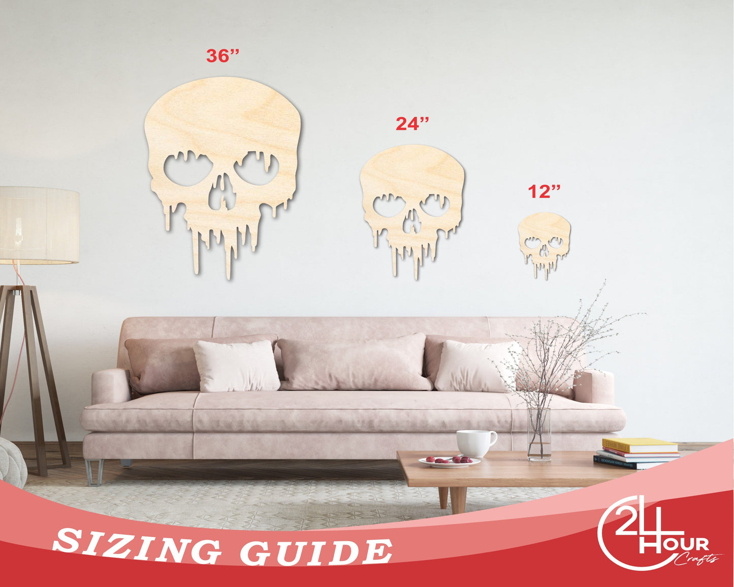 Unfinished Wood Dripping Skull Shape | Halloween Craft Cutout | up to 46" DIY