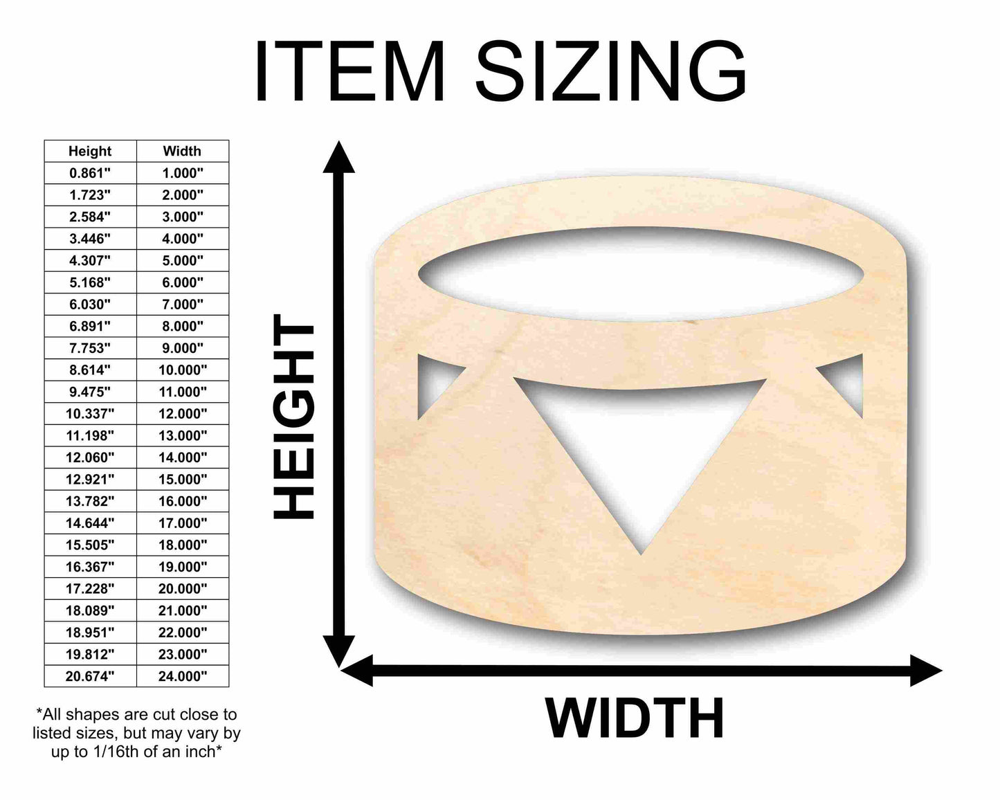 Unfinished Wood Drum Instrument Silhouette - Craft- up to 46" DIY