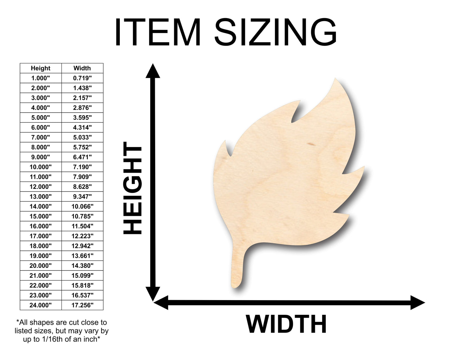 Unfinished Wood Earth Leaf Element Shape - Craft - up to 46" DIY