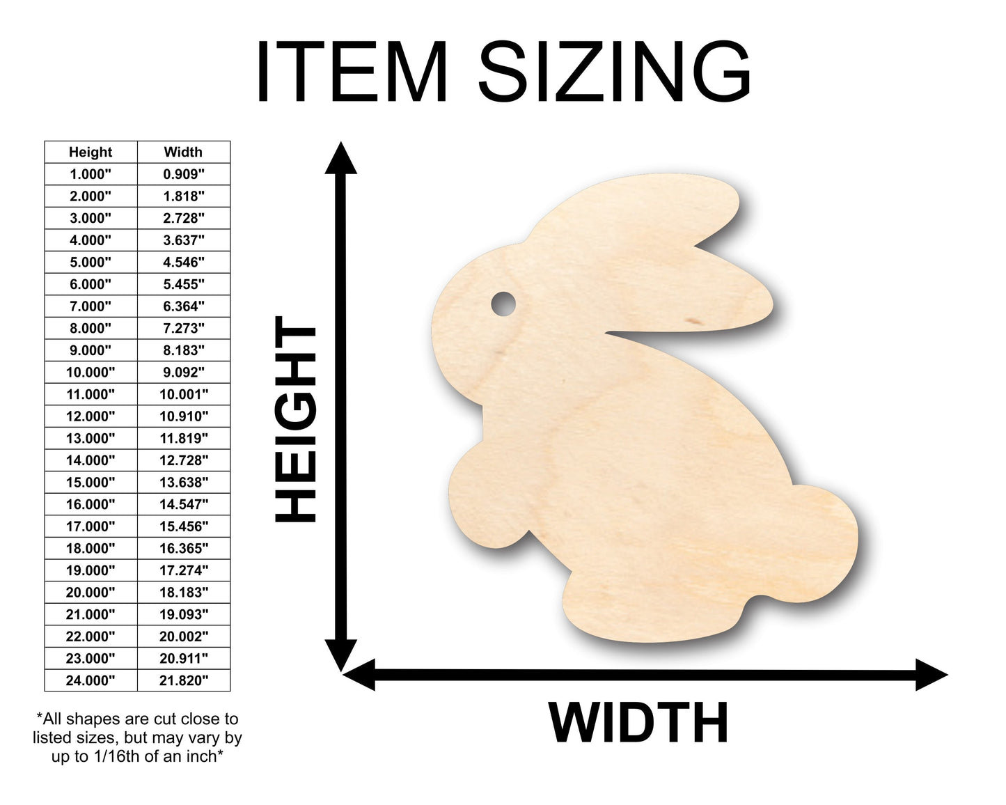 Unfinished Wood Easter Bunny Shape - Craft - up to 46" DIY