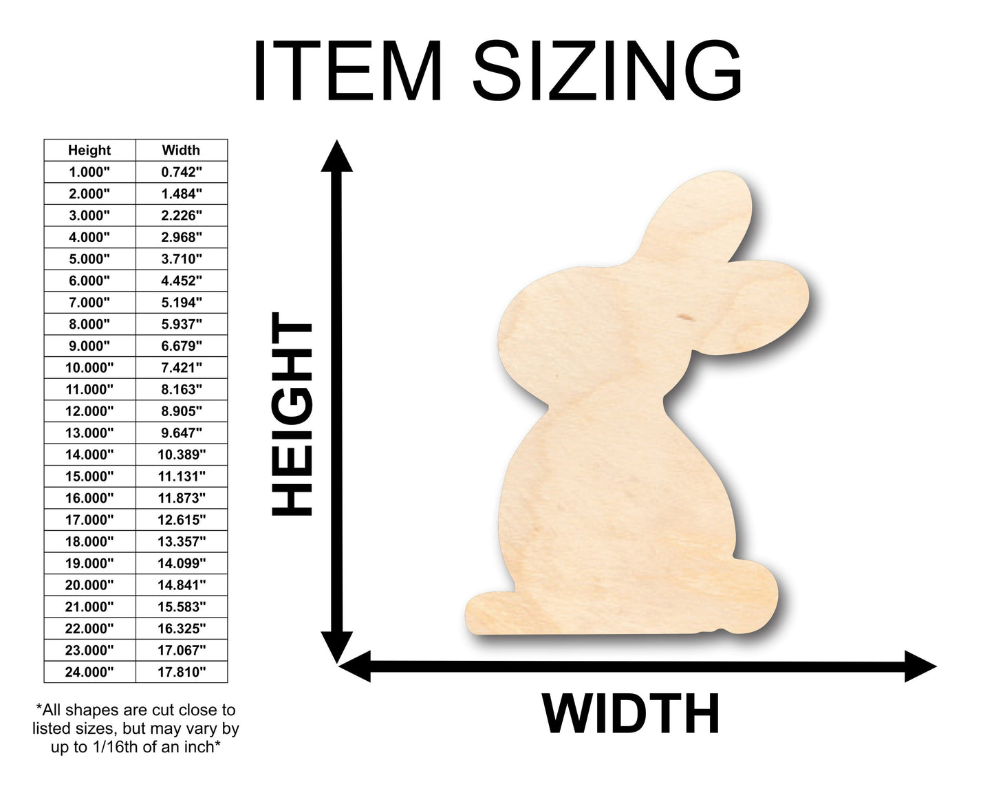 Unfinished Wood Easter Bunny Shape - Craft - up to 46" DIY